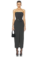 Alessandra Rich Polka Dot Print Bustier Dress in Grey & Black, view 1, click to view large image.