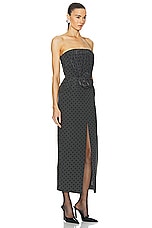 Alessandra Rich Polka Dot Print Bustier Dress in Grey & Black, view 2, click to view large image.