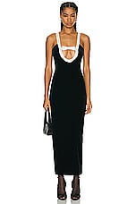 Alessandra Rich Evening Dress With Duchesse Bow in Black, view 1, click to view large image.