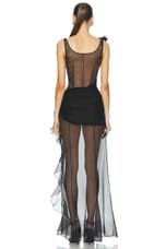 Alessandra Rich Evening Dress With Volant in Black, view 4, click to view large image.
