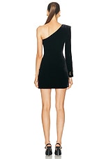 Alessandra Rich One Sleeve Mini Dress in Black, view 4, click to view large image.