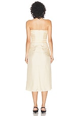 Alessandra Rich Bustier Midi Dress in Cream & Brown, view 3, click to view large image.