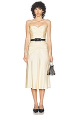 Alessandra Rich Bustier Midi Dress in Cream & Brown, view 4, click to view large image.