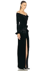 Alessandra Rich Off The Shoulder Gown in Black, view 2, click to view large image.