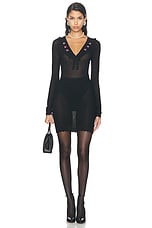 Alessandra Rich Long Sleeve Mini Dress in Black, view 1, click to view large image.