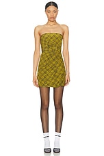 Alessandra Rich Bustier Mini Dress in Yellow & Black, view 2, click to view large image.