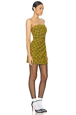 Alessandra Rich Bustier Mini Dress in Yellow & Black, view 3, click to view large image.