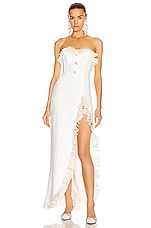 Alessandra Rich Strapless Dress With Ruffle Trim in White | FWRD Alessandra Rich Strapless Dress With Ruffle Trim in White | FWRD
