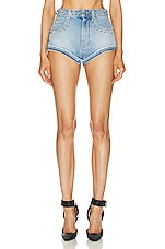 Alessandra Rich Denim Short in Light Blue, view 1, click to view large image.