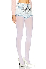 Alessandra Rich Stud Short in Light Blue, view 2, click to view large image.