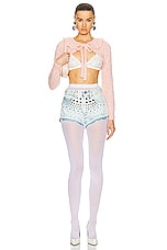 Alessandra Rich Stud Short in Light Blue, view 4, click to view large image.