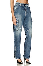 Alessandra Rich Cargo Jean in Blue, view 2, click to view large image.
