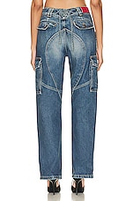 Alessandra Rich Cargo Jean in Blue, view 4, click to view large image.