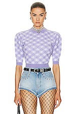 Alessandra Rich Short Sleeve Sweater in Lilac, view 1, click to view large image.