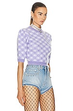 Alessandra Rich Short Sleeve Sweater in Lilac, view 2, click to view large image.