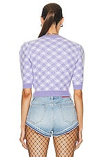 Alessandra Rich Short Sleeve Sweater in Lilac, view 3, click to view large image.