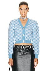 Alessandra Rich Long Sleeve Cardigan in Light Blue, view 1, click to view large image.
