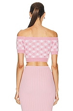 Alessandra Rich Off The Shoulder Top in Pink, view 3, click to view large image.