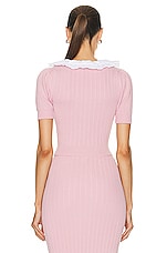Alessandra Rich Short Sleeve Sweater in Pink, view 3, click to view large image.