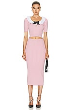 Alessandra Rich Short Sleeve Sweater in Pink, view 4, click to view large image.