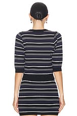 Alessandra Rich Short Sleeve Sweater in Blue & Black, view 3, click to view large image.