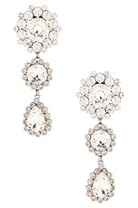 Alessandra Rich Crystal Drop Earrings in Crystal & Silver, view 1, click to view large image.