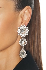 Alessandra Rich Crystal Drop Earrings in Crystal & Silver, view 2, click to view large image.