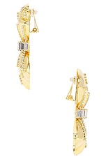 Alessandra Rich Bow Earrings in Crystal & Gold, view 3, click to view large image.