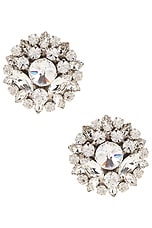 Alessandra Rich Crystal Flower Earrings in Crystal & Silver, view 1, click to view large image.