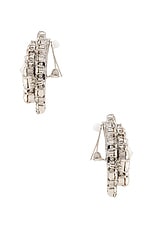 Alessandra Rich Crystal Flower Earrings in Crystal & Silver, view 3, click to view large image.