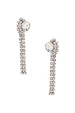 Alessandra Rich Crystal Earrings With Fringes in Crystal & Silver, view 1, click to view large image.