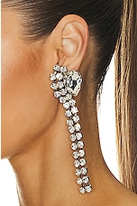 Alessandra Rich Crystal Earrings With Fringes in Crystal & Silver, view 2, click to view large image.