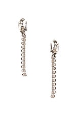Alessandra Rich Crystal Earrings With Fringes in Crystal & Silver, view 3, click to view large image.