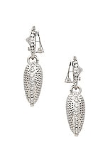 Alessandra Rich Heart Pendant Pearl Earrings in Cry Silver, view 3, click to view large image.