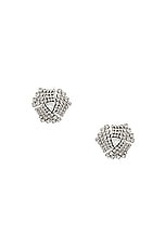 Alessandra Rich Crystal Earrings in Cry Silver, view 1, click to view large image.