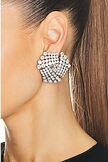 Alessandra Rich Crystal Earrings in Cry Silver, view 2, click to view large image.