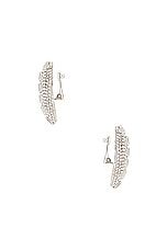 Alessandra Rich Oval Crystal Earrings in Crystal & Silver, view 2, click to view large image.