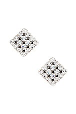 Alessandra Rich Square Crystal Earrings in Crystal & Silver, view 1, click to view large image.