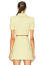 Alessandra Rich Tweed Cropped Jacket in Yellow, view 3, click to view large image.