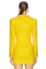 Alessandra Rich Checked Tweed Boucle Cropped Boxy Jacket in Yellow, view 3, click to view large image.
