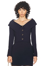 Alessandra Rich Cropped Jacket in Navy Blue, view 1, click to view large image.