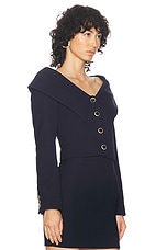 Alessandra Rich Cropped Jacket in Navy Blue, view 2, click to view large image.