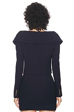 Alessandra Rich Cropped Jacket in Navy Blue, view 3, click to view large image.