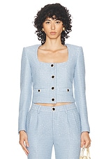 Alessandra Rich Tweed Jacket in Light Blue, view 1, click to view large image.