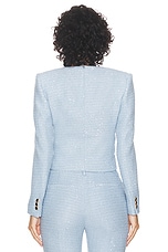 Alessandra Rich Tweed Jacket in Light Blue, view 3, click to view large image.