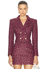 Alessandra Rich Sequin Jacket in Purple & Black, view 1, click to view large image.