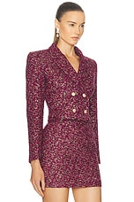 Alessandra Rich Sequin Jacket in Purple & Black, view 2, click to view large image.