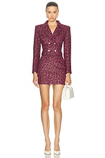 Alessandra Rich Sequin Jacket in Purple & Black, view 4, click to view large image.