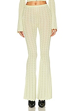 Alessandra Rich Lace Knit Flare Pants in Green, view 1, click to view large image.