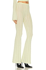 Alessandra Rich Lace Knit Flare Pants in Green, view 2, click to view large image.